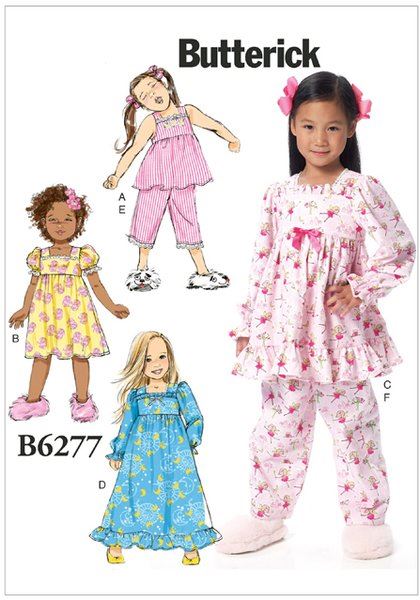 Střih Butterick na dívčí pyžama ve velikosti 116-134 B6277-CL