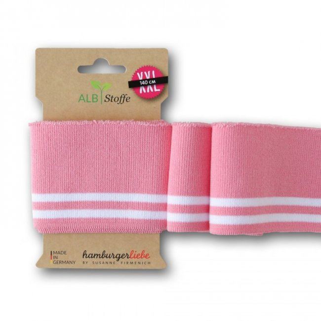 Náplet z BIO bavlny v růžové barvě s bílou proužkou 463H150/105