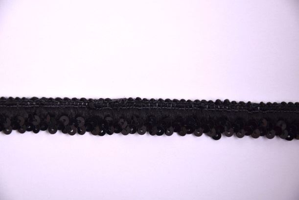 Ozdobná černá elastická stuha s flitry KH015
