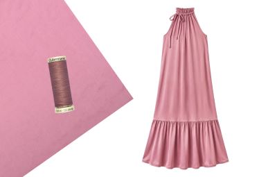 Set na šití šatů se zavazováním z umělého hedvábí Silky ve starorůžové barvě SET96
