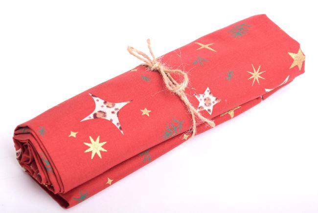 Rolička vánoční bavlny v červené barvě s potiskem hvězdiček RO18705/016