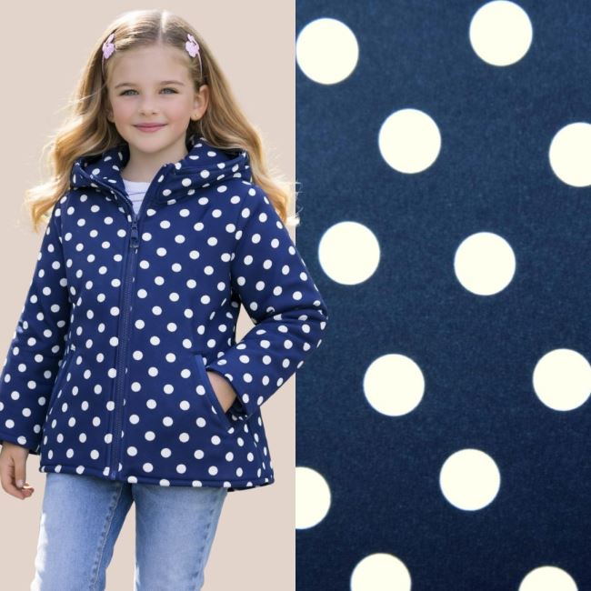 Softshell v tmavě modré barvě se vzorem bílého puntíku PL9589C155-9