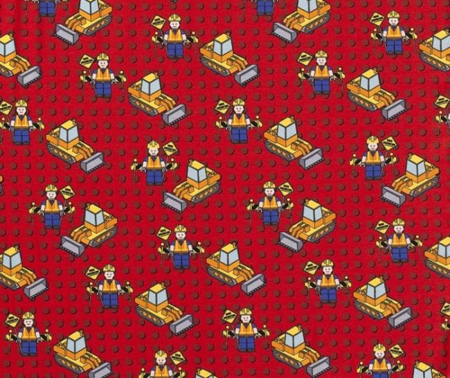 Bavlněný úplet v červené barvě s potiskem lega a igráčka 13680/015