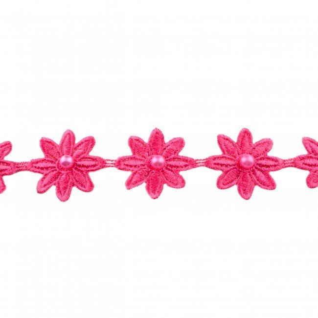 Ozdobné kytičky v sytě růžové barvě s perličkou 42679