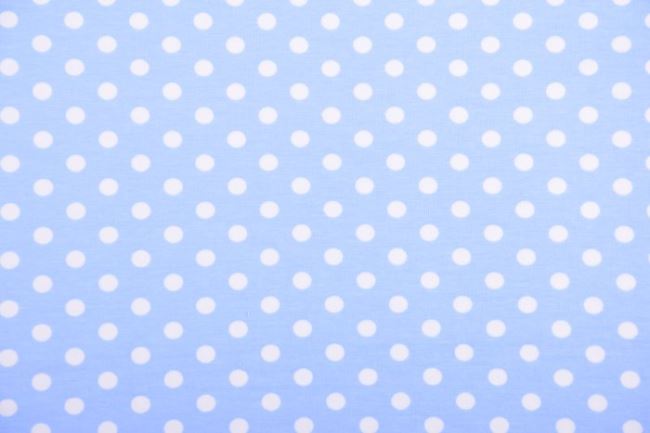 Bavlněný úplet ve světle modré barvě s puntíky 07551/002