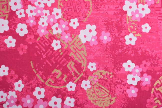 Americká bavlna na patchwork s potiskem květin a ornamentů 199PYOPM/150