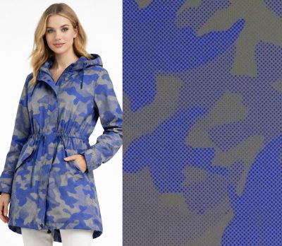 Šusťákovina s reflexním vzorem ptáčků v modré barvě 132.691/5027