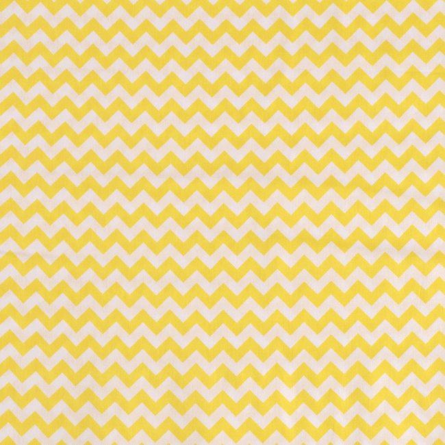 Bavlněná látka s cik-cak vzorem v bílé a žluté barvě 13101/035