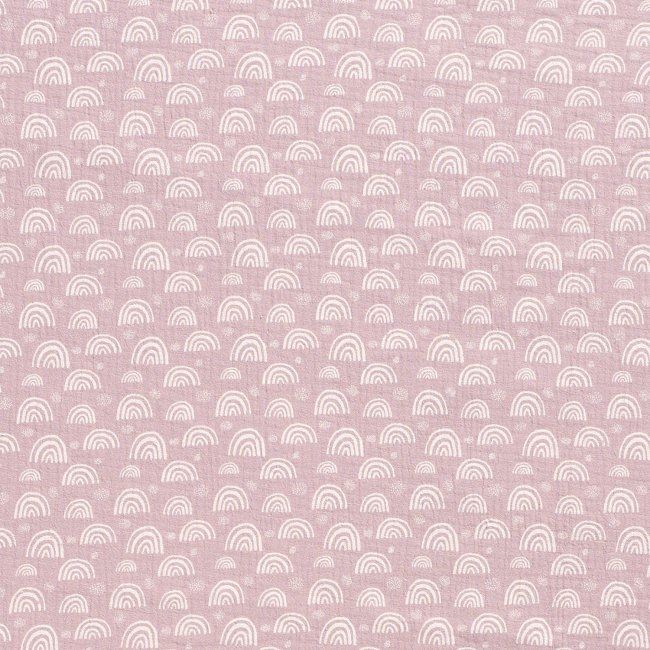 Mušelín ve světle růžové barvě s duhou 15513/012