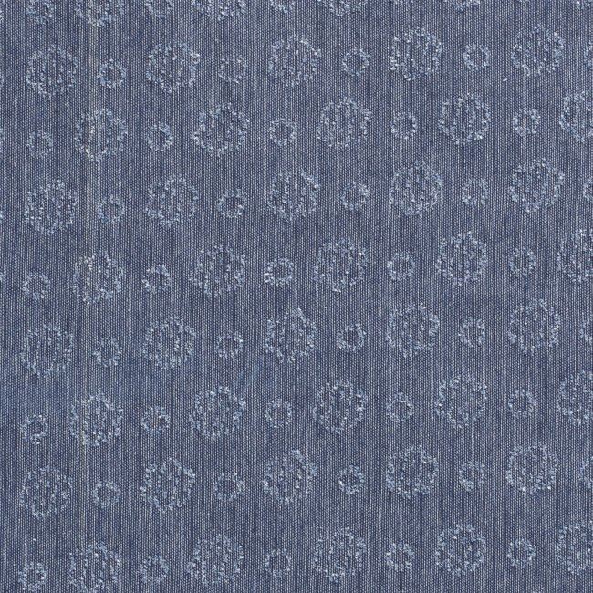 Košilová džínovina v modré barvě s květy 13038/003