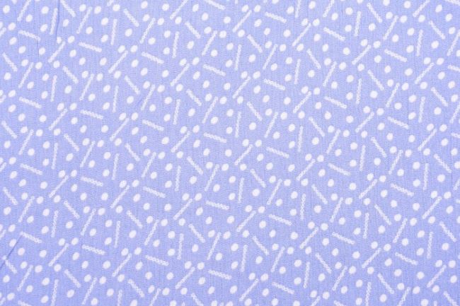 Viskózová látka v modré barvě se vzorem puntíků a řetízků 11434/003