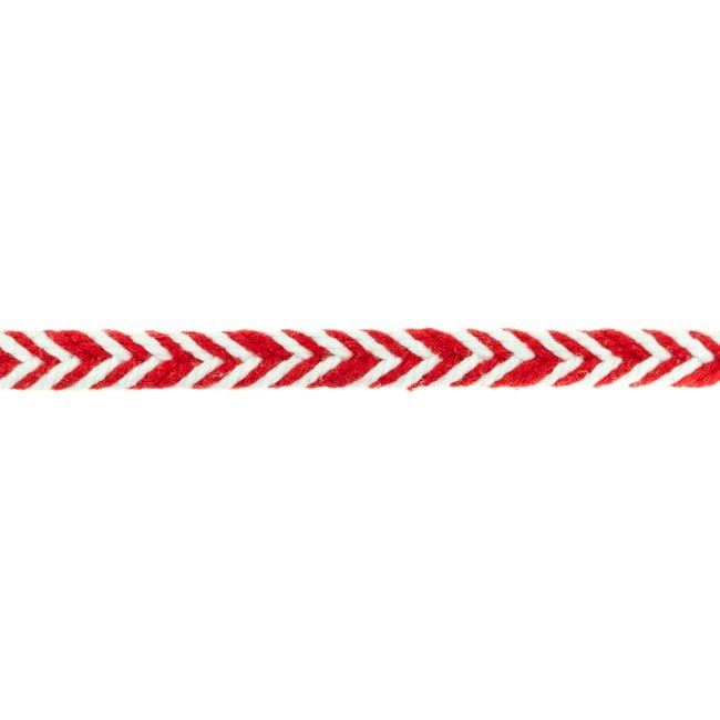 Ozdobná spletená šňůrka v bílé a červené barvě 31742