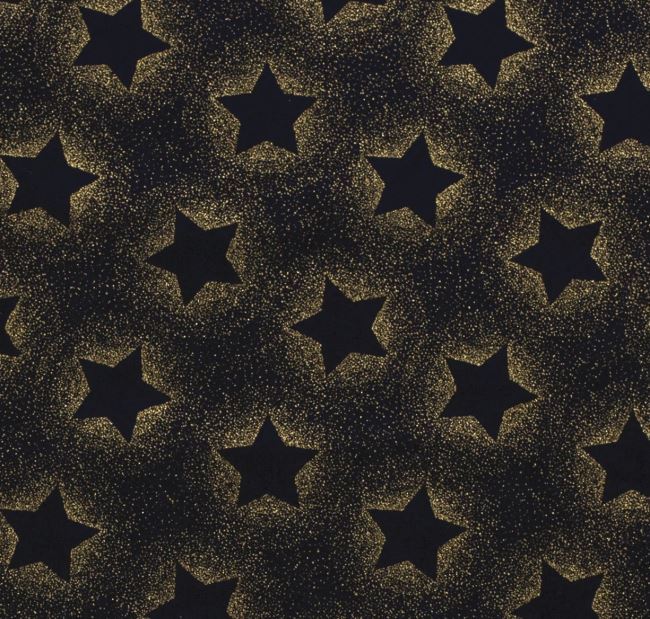 Vánoční látka z bavlny v tmavě modré barvě s potiskem hvězdiček 18737/008