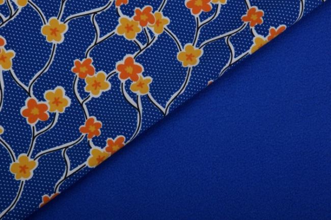 Softshell modré barvy s potiskem květin 2408/005