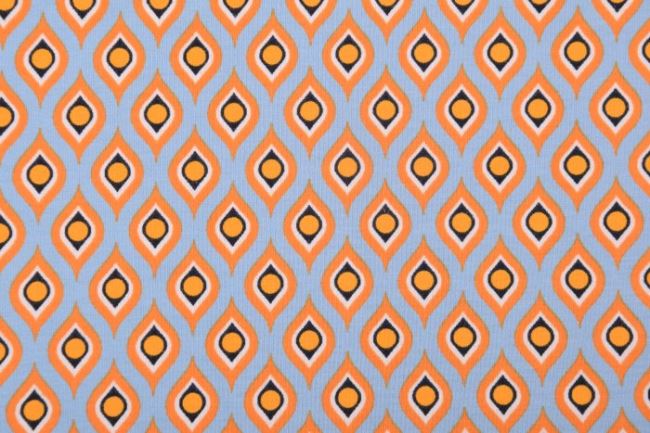 Bavlněný úplet v modré barvě s geometrickým vzorem 63781