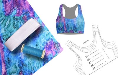 Set na šití sportovního topu s abstraktním potiskem hadí kůže SET-PL23