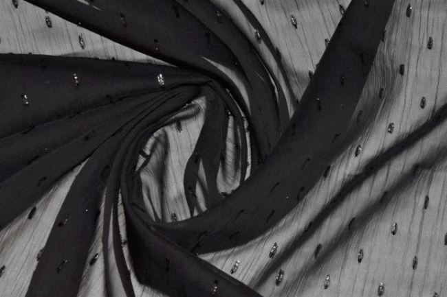 Šifón v černé barvě s tkaným vzorem 131.141.5001