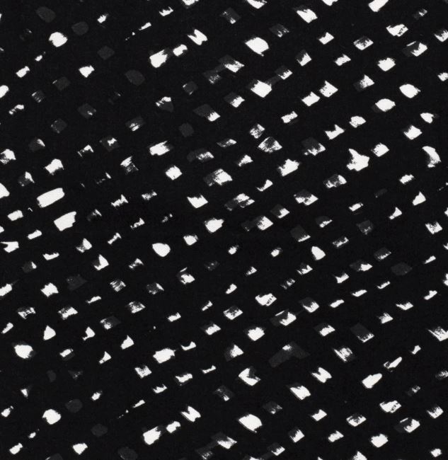 Strečová bavlna v černé barvě s geometrickým potiskem 20078/069