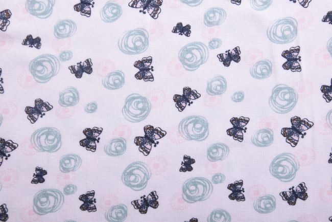 Úplet z organické bavlny v bílé barvě s potiskem motýlků OR4539-021D