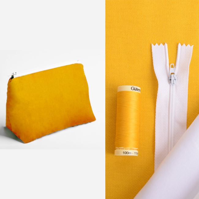 Set na šití kosmetické taštičky v žluté barvě KT008