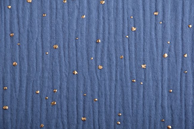 Mušelín v modré barvě se zlatými puntíky183256