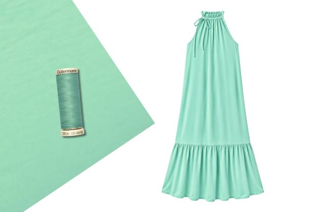 Set na šití šatů se zavazováním z umělého hedvábí Silky v modré barvě SET99
