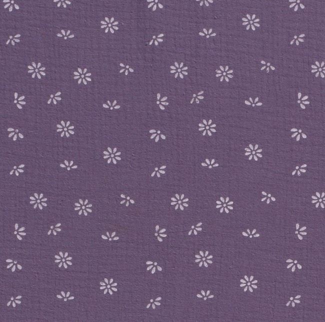 Mušelín ve fialové barvě s potiskem drobných květin 19293/143