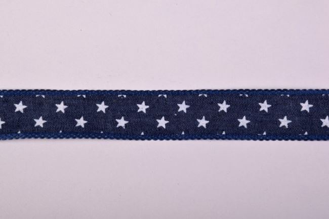 Džinová stuha tmavě modrá s hvězdičkami 43072