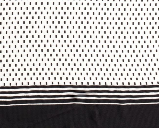 Krepšifón v bílé barvě s černým vzorem 13210/050