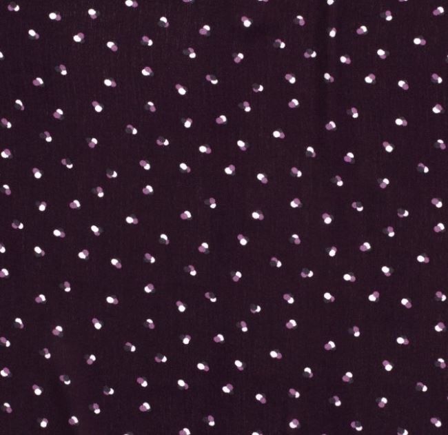 Viskózová látka fialové barvy s puntíky 12378/044