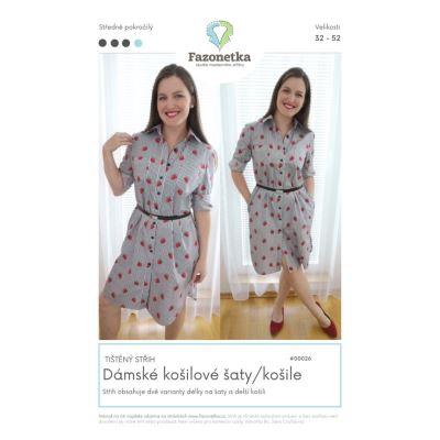 Tištěný střih Fazonetka na dámské košilové šaty/košile vel. XXS-XXXL FA005