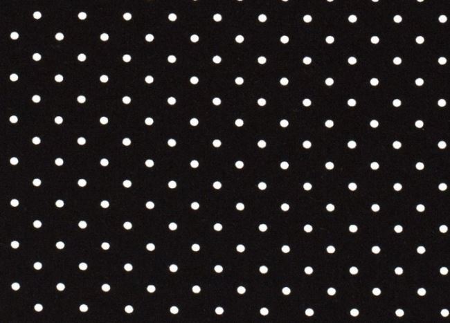 Viskózová látka s příměsí lnu v černé barvě s puntíky 15243/069