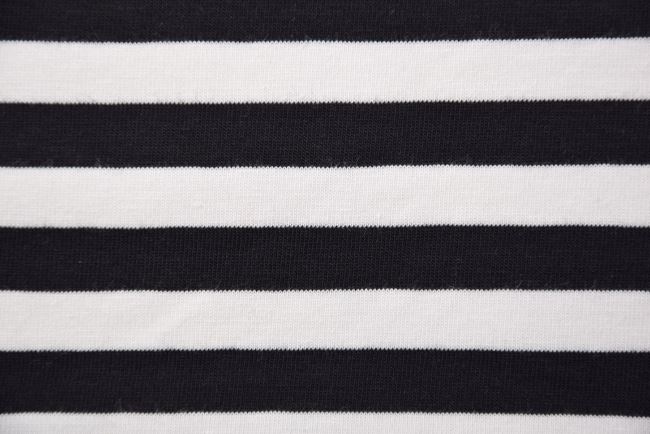 Bavlněný úplet se vzorem černých a bílých pruhů PAR16