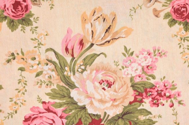 Americká bavlna na patchwork s potiskem růží 199PYOPM/125
