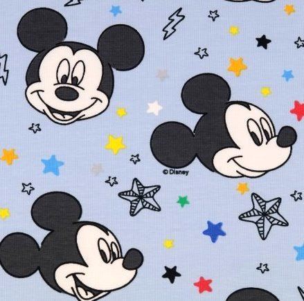 Bavlněný úplet v modré barvě s potiskem Mickey Mouse 131755.3001