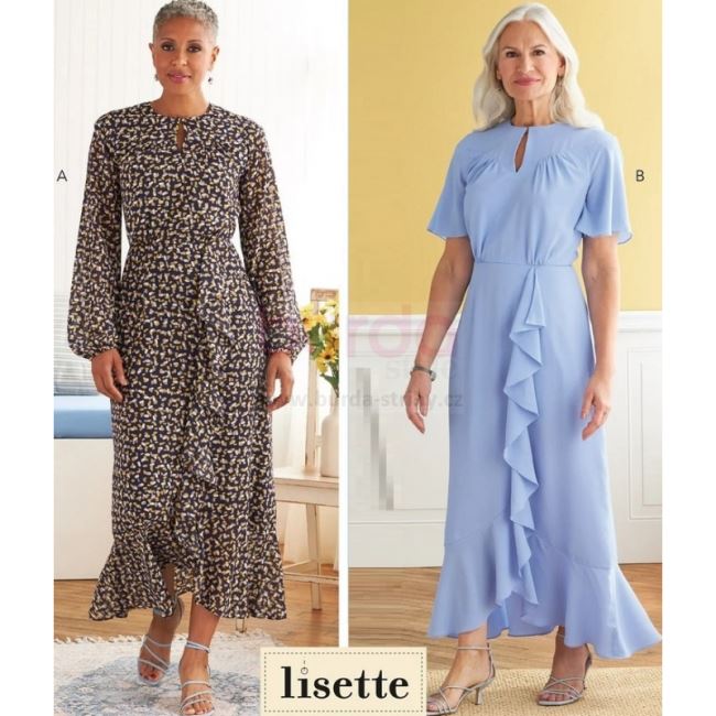 Střih Butterick na dámské dlouhé šaty ve vel. 32-40 B6823-A5