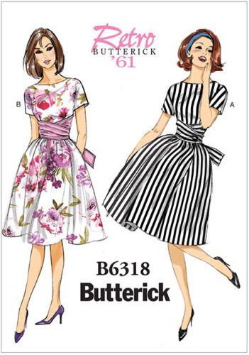 Střih Butterick na dámské retro šaty ve velikosti 32-40 B6318-A5