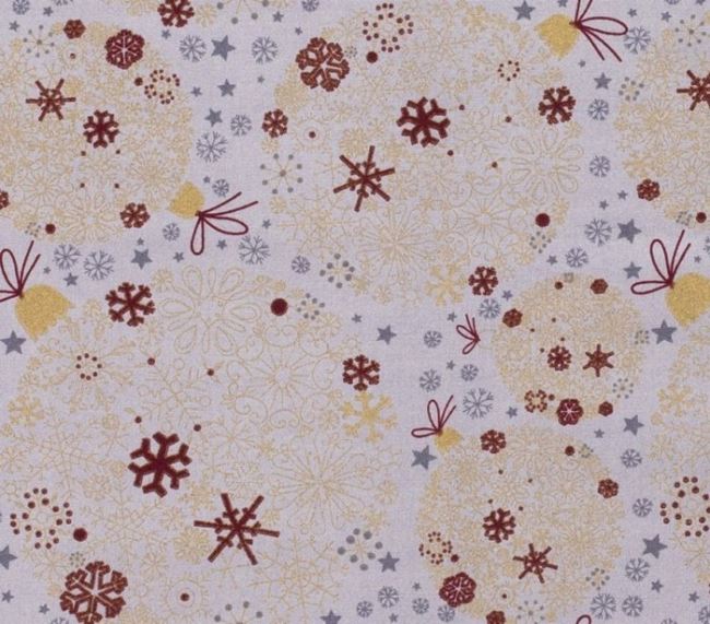 Vánoční látka z bavlny v šedé barvě s potiskem vloček 14704/061