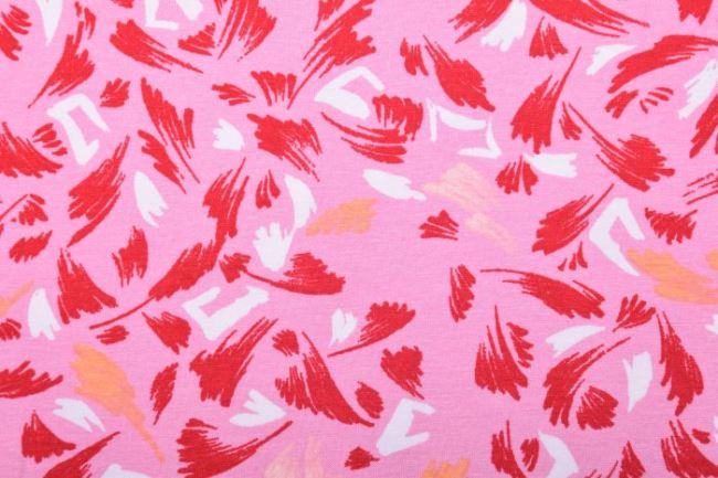 Viskózový úplet v růžové barvě s nepravidelným vzorem čar K6