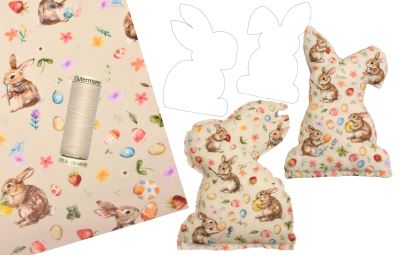 Set na šití velikonoční dekorace ve tvaru zajíčka v béžové barvě SET48