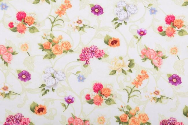 Americká bavlna na patchwork s barevnými květy 199PYOPM/03