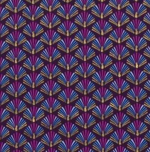 Vánoční látka z bavlny ve fialové barvě s potiskem páva 18710/044