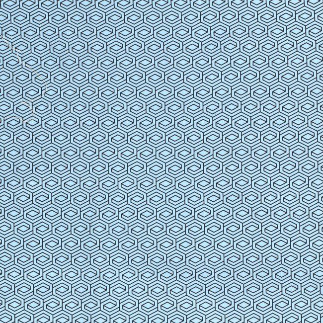 Popelín v modré barvě s geometrickým potiskem 15552/003
