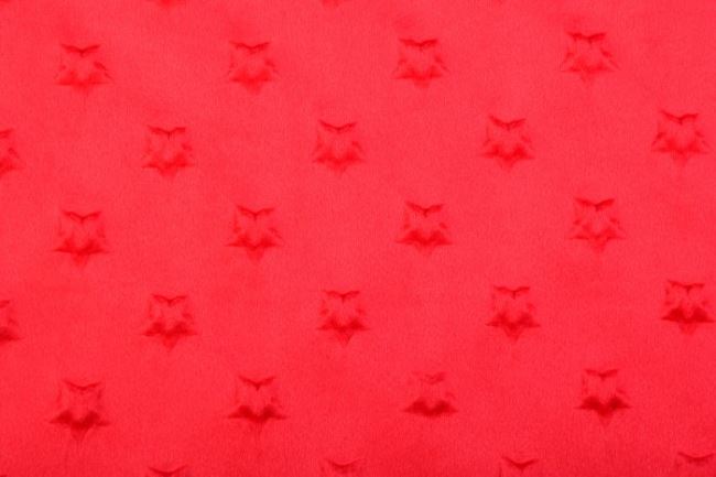 Minky fleece v červené barvě s hvězdičkami 61943