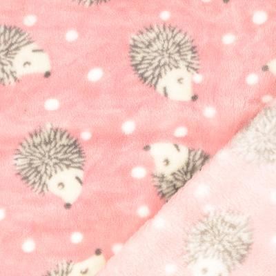 Flanel fleece v růžové barvě s potiskem ježka 210782.0007
