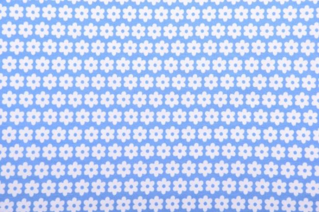 Bavlněný úplet ve světle modré barvě s potiskem květin KC1072-205