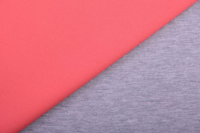 Oboustranná kostymová látka v kombinaci lososové barvy a světle šedého melíru 12535/536