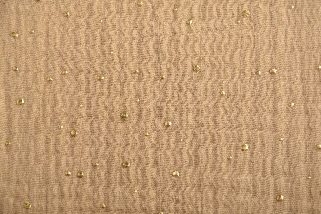 Mušelín v béžové barvě se zlatými puntíky 183261