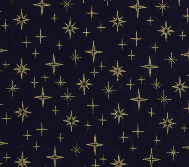 Vánoční látka z bavlny v modré barvě s potiskem hvězdiček 20713/008