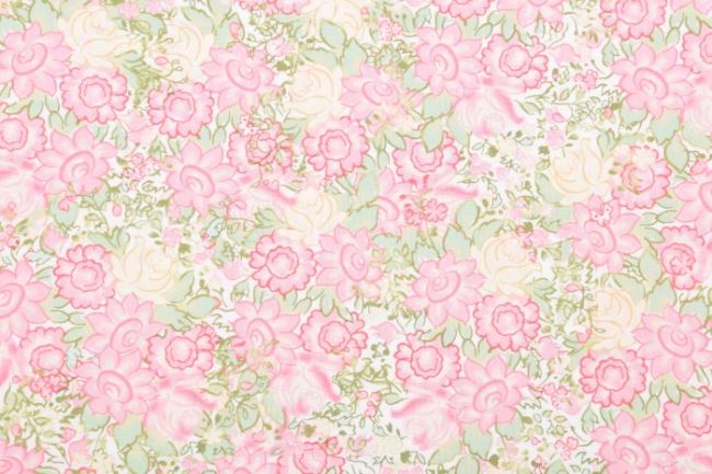 Americká bavlna na patchwork s růžovými květy 199PYOPM/120